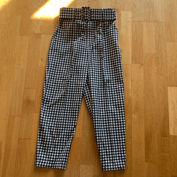Zara Pants - Zara tailored checked tapered pant with belt